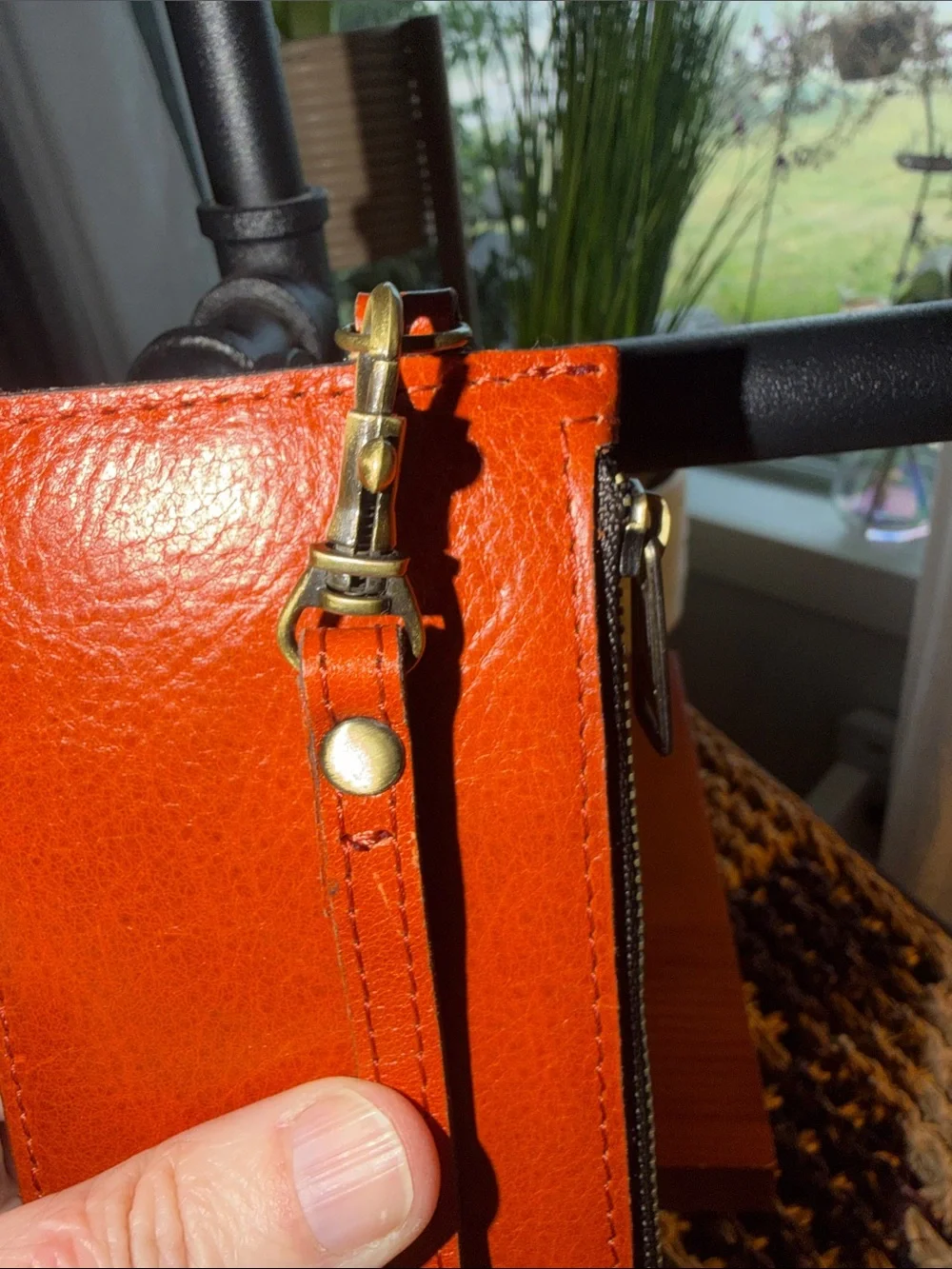 Patricia Nash Croc Embossed Leather Zip Card Case Wallet Orange Cognac